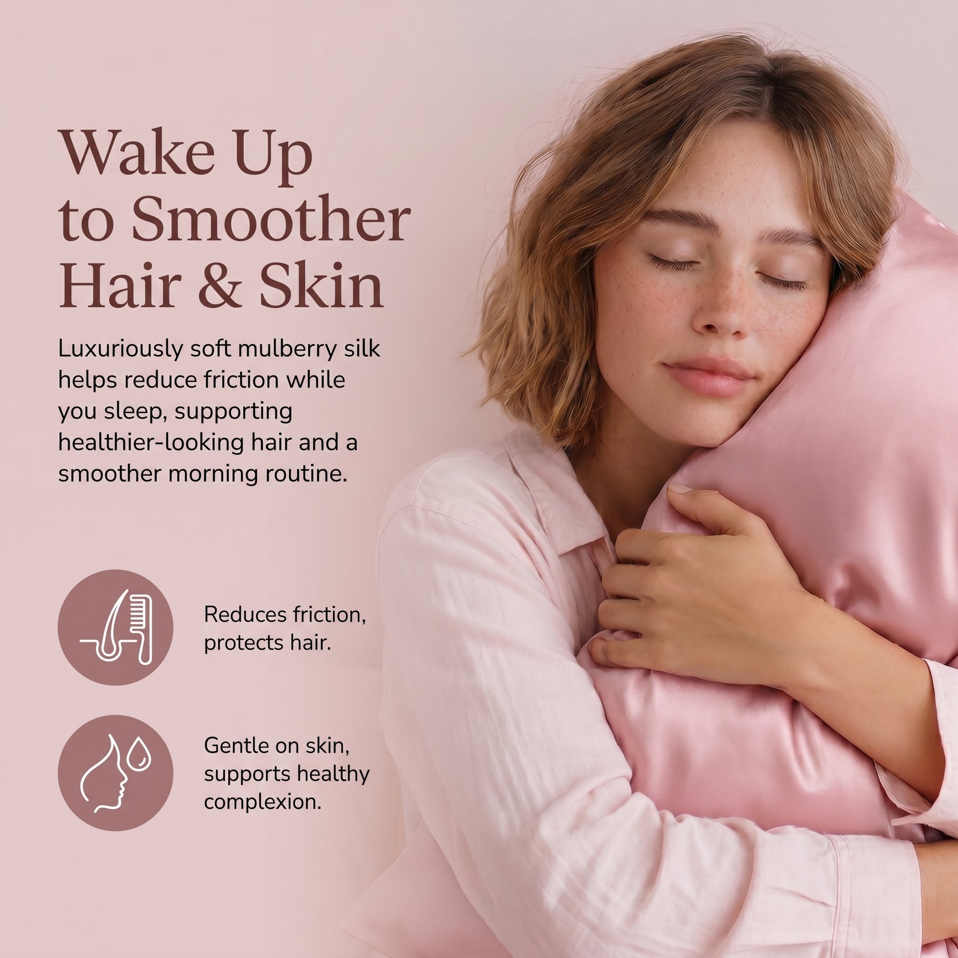 Silk pillowcase that helps reduce friction on hair and skin