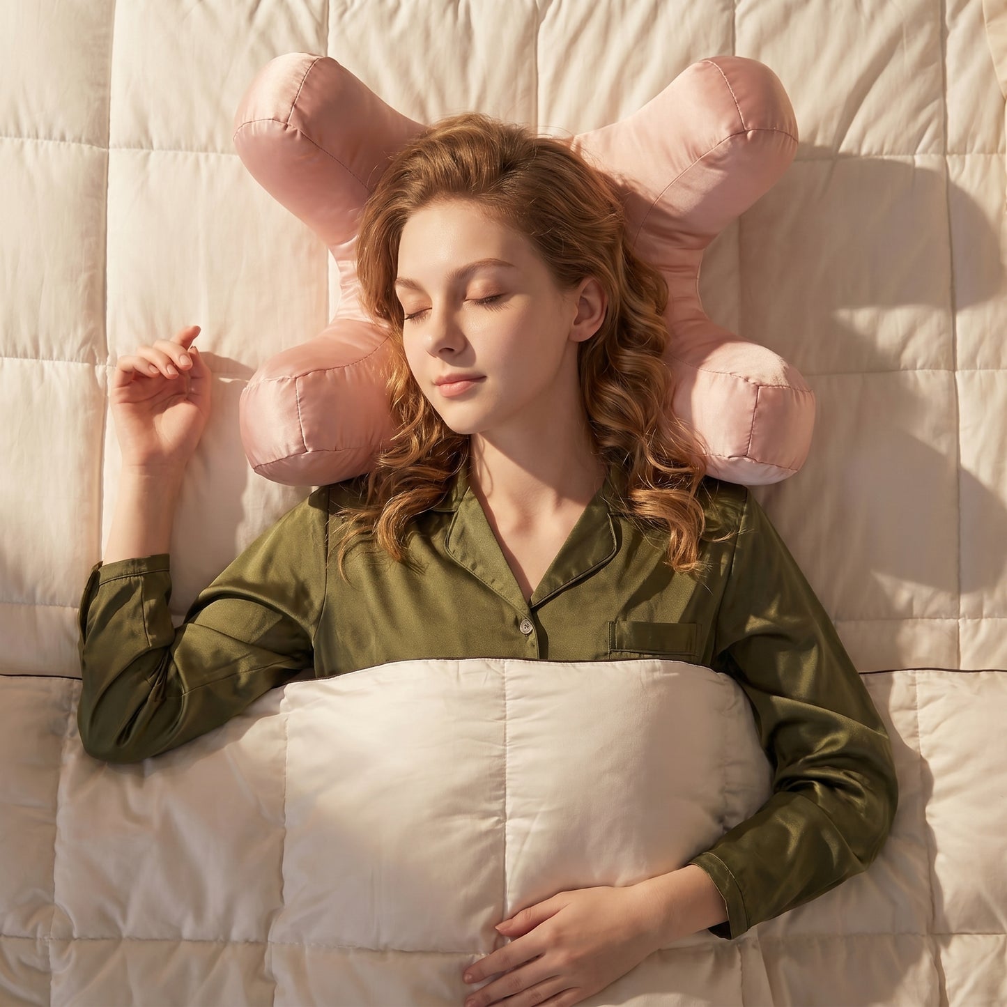 Coral Pink beauty sleep face pillow for anti-wrinkle support