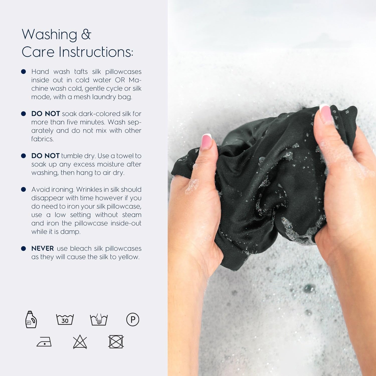 Silk pillowcase washing and care instructions